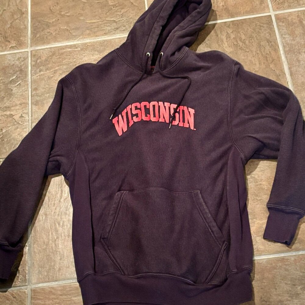 ~~WISCONSIN BADGERS BUCKY BLUE HWT S VINTAGE HOODIE